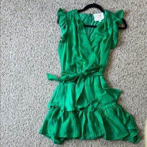 Green Ruffled Wrap Dress